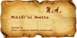Miklósi Anetta névjegykártya